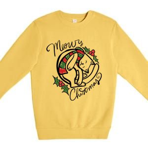 Christmas Cat Kitty Meowy Cute Gift Premium Crewneck Sweatshirt