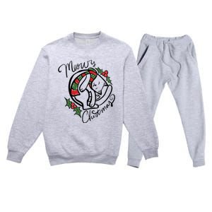 Christmas Cat Kitty Meowy Cute Gift Premium Crewneck Sweatsuit Set