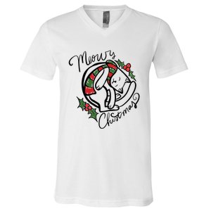 Christmas Cat Kitty Meowy Cute Gift V-Neck T-Shirt