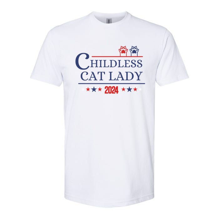 Childless Cat Kamala 2024 Childless Cat Lady 2024 Childless Cat Lady Kamala 2024 Softstyle CVC T-Shirt