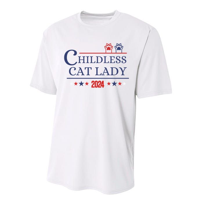 Childless Cat Kamala 2024 Childless Cat Lady 2024 Childless Cat Lady Kamala 2024 Performance Sprint T-Shirt