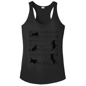 Cute Cat Kitty Playing Music Note Clef Musician Art Funny Ladies PosiCharge Competitor Racerback Tank