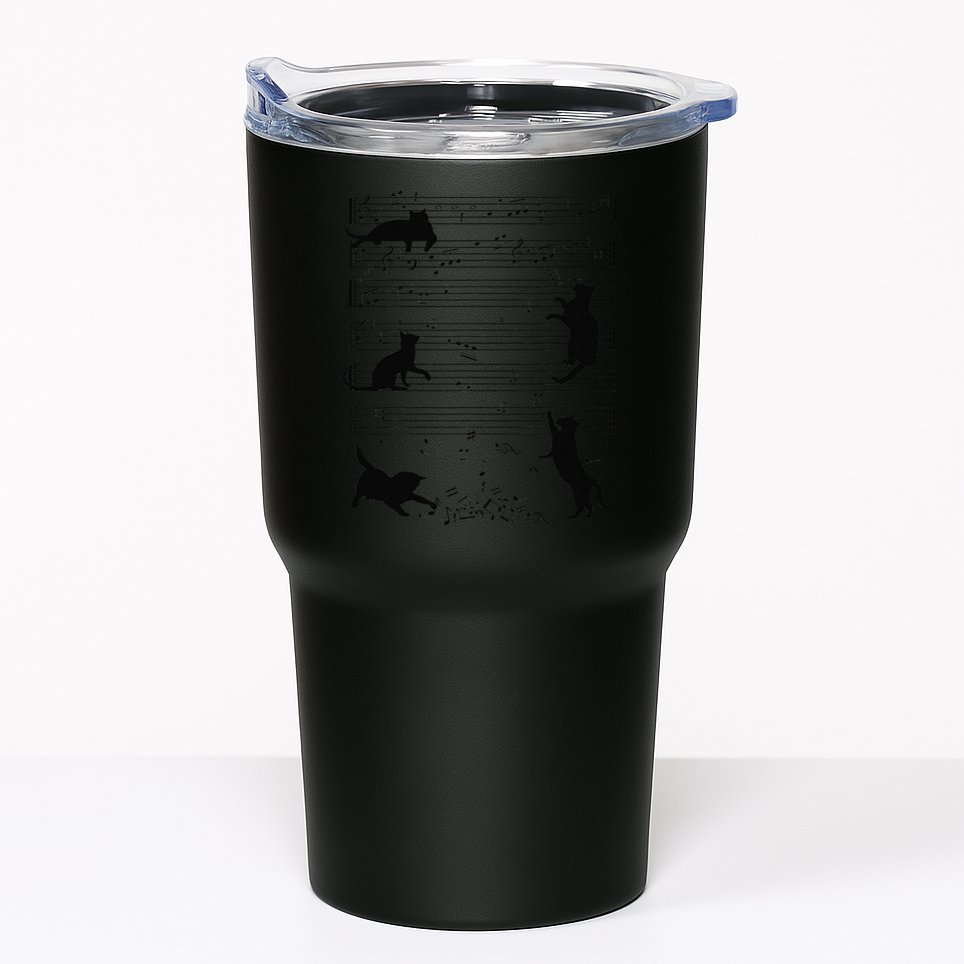 Cute Cat Kitty Playing Music Note Clef Musician Art Funny Tumbler