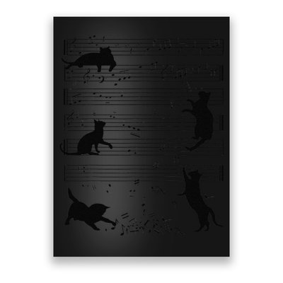 Cute Cat Kitty Playing Music Note Clef Musician Art Funny Poster