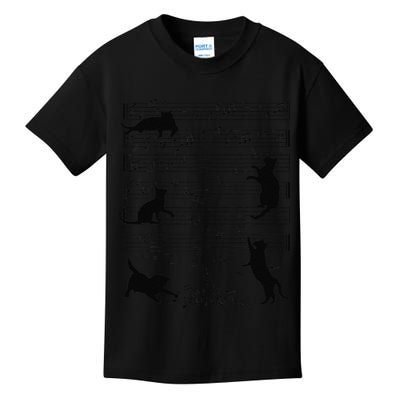 Cute Cat Kitty Playing Music Note Clef Musician Art Funny Kids T-Shirt