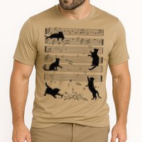 Cute Cat Kitty Playing Music Note Clef Musician Art Funny Cooling Performance Crew T-Shirt