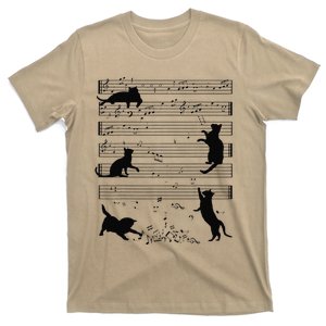 Cute Cat Kitty Playing Music Note Clef Musician Art Funny T-Shirt