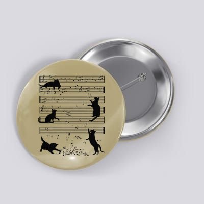 Cute Cat Kitty Playing Music Note Clef Musician Art Funny Button