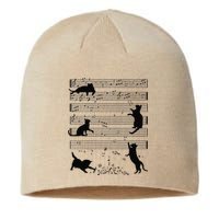 Cute Cat Kitty Playing Music Note Clef Musician Art Funny Sustainable Beanie