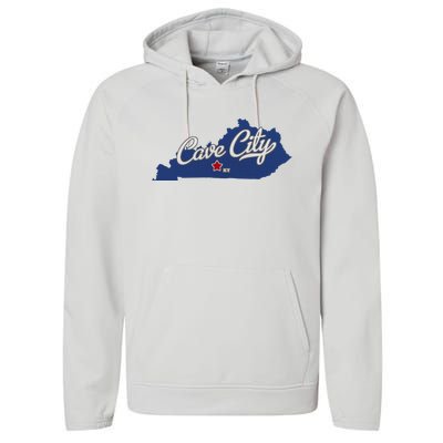 Cave City Kentucky Ky Map Performance Fleece Hoodie