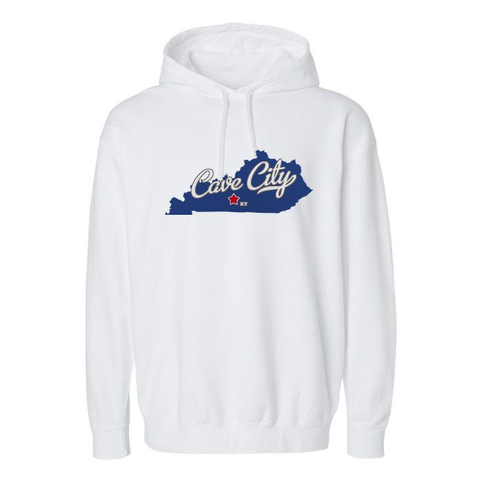 Cave City Kentucky Ky Map Garment-Dyed Fleece Hoodie