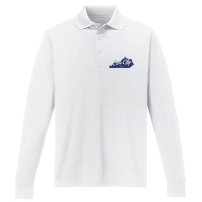 Cave City Kentucky Ky Map Performance Long Sleeve Polo