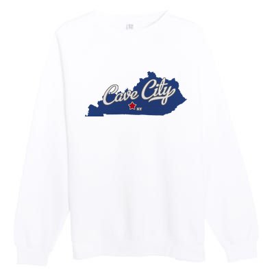 Cave City Kentucky Ky Map Premium Crewneck Sweatshirt