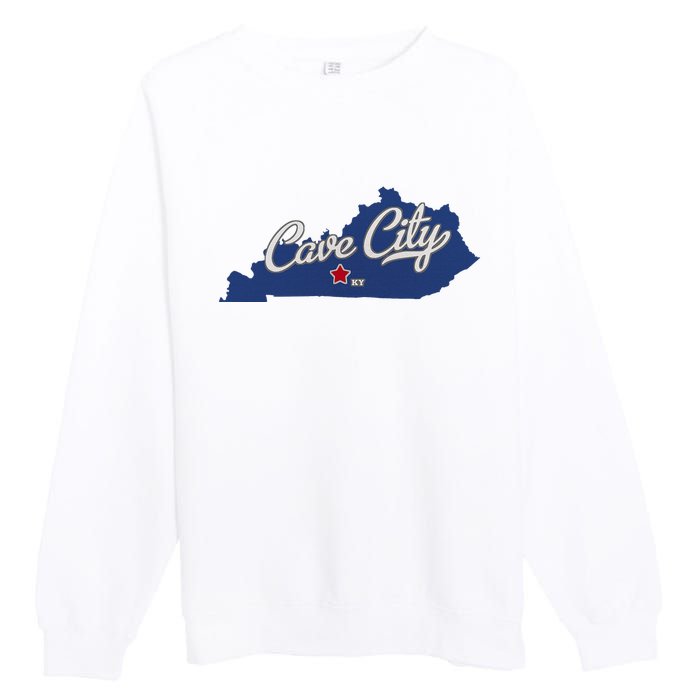 Cave City Kentucky Ky Map Premium Crewneck Sweatshirt