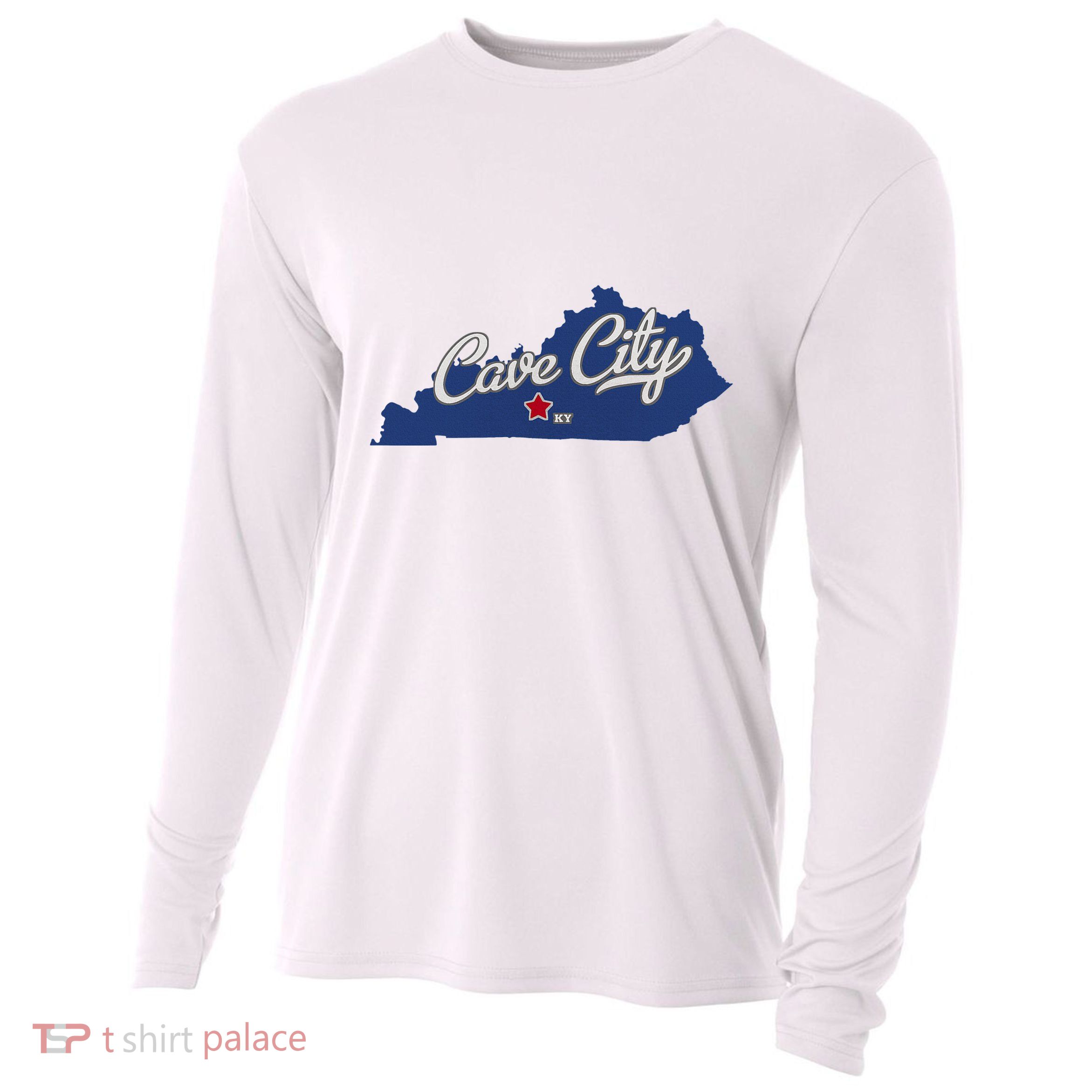 Cave City Kentucky Ky Map Cooling Performance Long Sleeve Crew