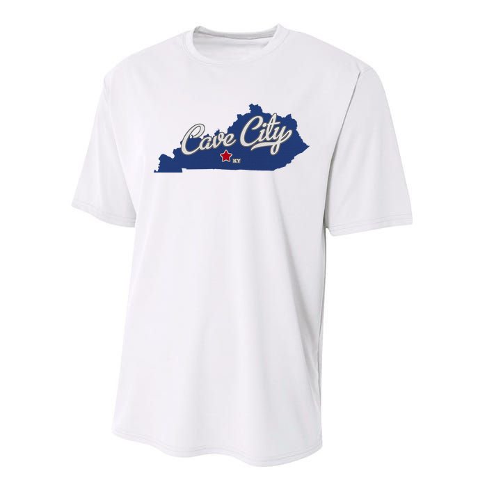 Cave City Kentucky Ky Map Performance Sprint T-Shirt