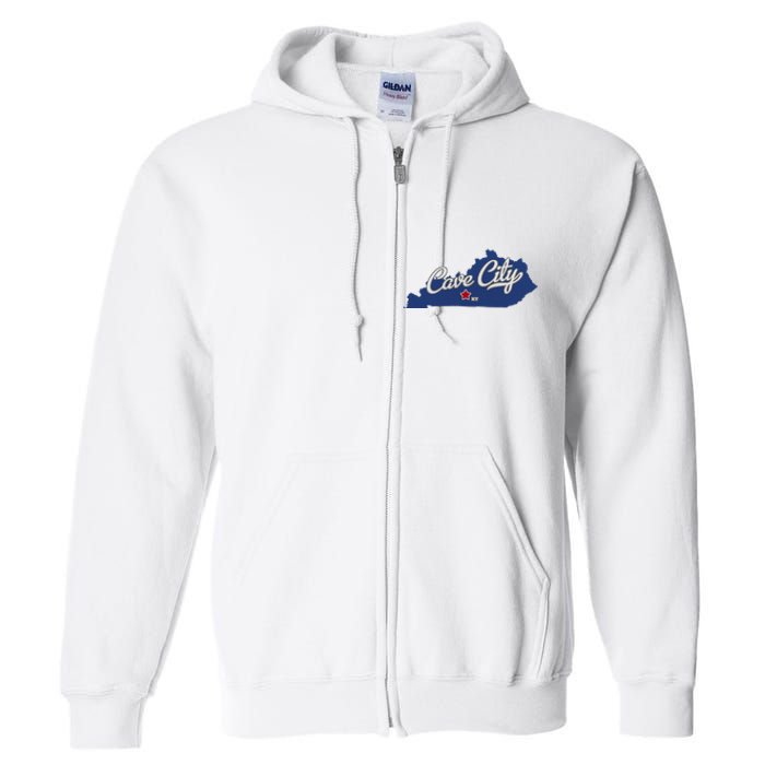 Cave City Kentucky Ky Map Full Zip Hoodie