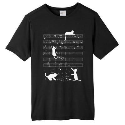 Cute Cat Kitty Playing Music Note Funny Clef Musician Art Tall Fusion ChromaSoft Performance T-Shirt