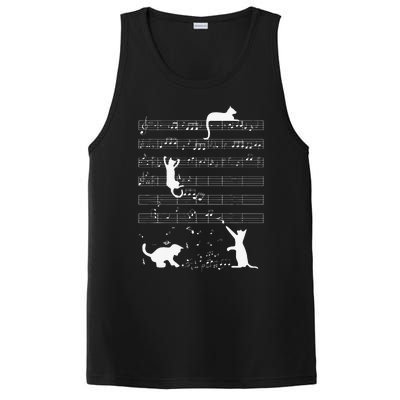 Cute Cat Kitty Playing Music Note Funny Clef Musician Art PosiCharge Competitor Tank