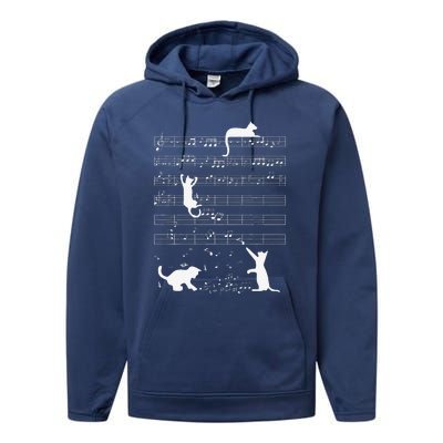 Cute Cat Kitty Playing Music Note Funny Clef Musician Art Performance Fleece Hoodie