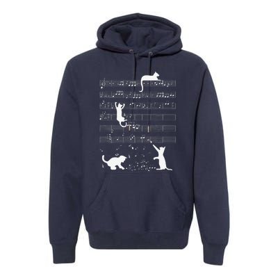 Cute Cat Kitty Playing Music Note Funny Clef Musician Art Premium Hoodie