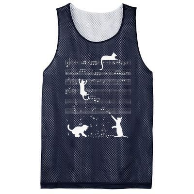 Cute Cat Kitty Playing Music Note Funny Clef Musician Art Mesh Reversible Basketball Jersey Tank