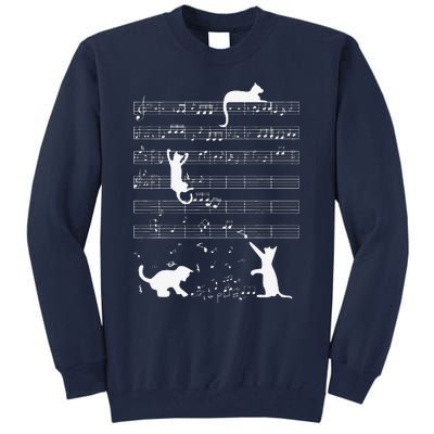 Cute Cat Kitty Playing Music Note Funny Clef Musician Art Tall Sweatshirt