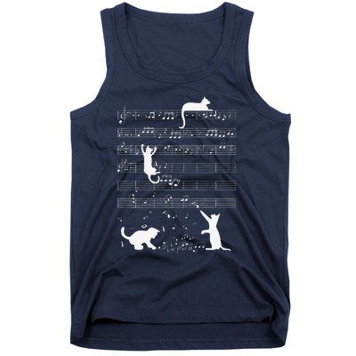 Cute Cat Kitty Playing Music Note Funny Clef Musician Art Tank Top