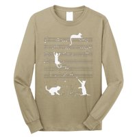 Cute Cat Kitty Playing Music Note Funny Clef Musician Art Long Sleeve Shirt