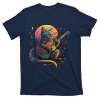 Cute Cat Kitty Playing Guitar Vintage Cats Lover Guitarist T-Shirt