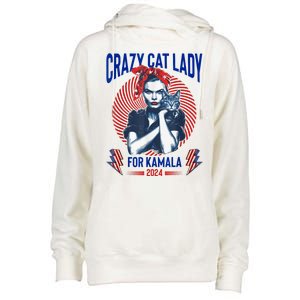 Crazy Cat Lady For Kamala 2024 Kamala Election 2024 Vote Womens Funnel Neck Pullover Hood