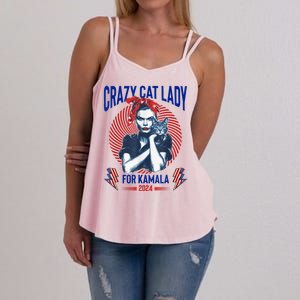 Crazy Cat Lady For Kamala 2024 Kamala Election 2024 Vote Women's Strappy Tank