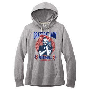 Crazy Cat Lady For Kamala 2024 Kamala Election 2024 Vote Women's Fleece Hoodie