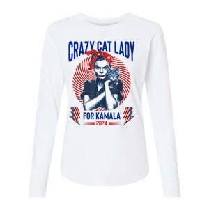 Crazy Cat Lady For Kamala 2024 Kamala Election 2024 Vote Womens Cotton Relaxed Long Sleeve T-Shirt