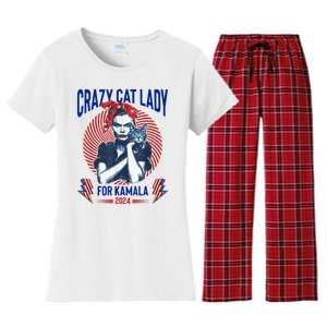 Crazy Cat Lady For Kamala 2024 Kamala Election 2024 Vote Women's Flannel Pajama Set