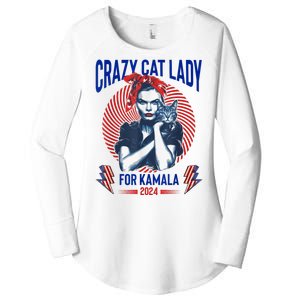 Crazy Cat Lady For Kamala 2024 Kamala Election 2024 Vote Women's Perfect Tri Tunic Long Sleeve Shirt