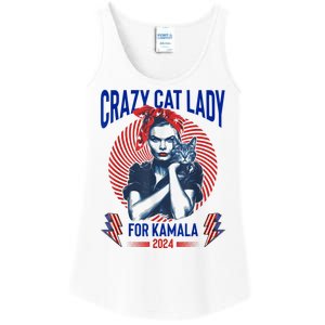 Crazy Cat Lady For Kamala 2024 Kamala Election 2024 Vote Ladies Essential Tank