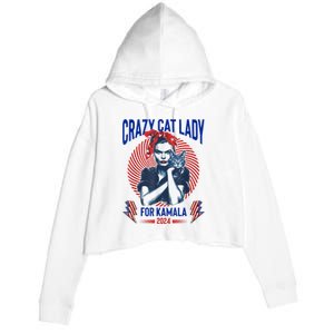 Crazy Cat Lady For Kamala 2024 Kamala Election 2024 Vote Crop Fleece Hoodie