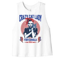 Crazy Cat Lady For Kamala 2024 Kamala Election 2024 Vote Women's Racerback Cropped Tank