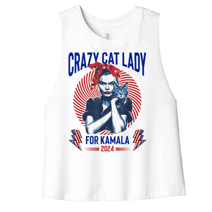 Crazy Cat Lady For Kamala 2024 Kamala Election 2024 Vote Women's Racerback Cropped Tank