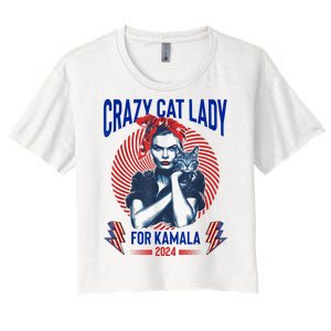 Crazy Cat Lady For Kamala 2024 Kamala Election 2024 Vote Women's Crop Top Tee