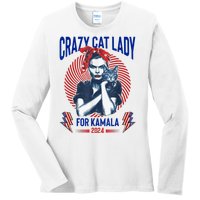 Crazy Cat Lady For Kamala 2024 Kamala Election 2024 Vote Ladies Long Sleeve Shirt