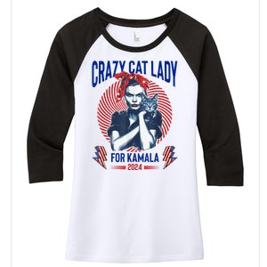 Crazy Cat Lady For Kamala 2024 Kamala Election 2024 Vote Women's Tri-Blend 3/4-Sleeve Raglan Shirt