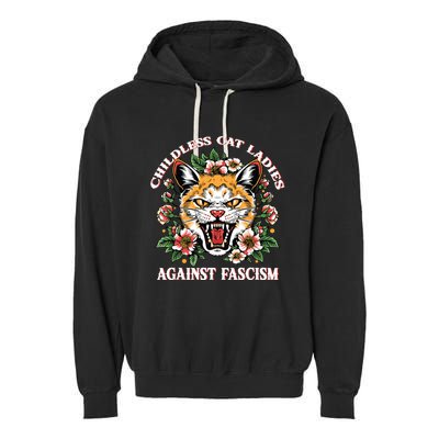 Childless Cat Ladies Against Fascism Garment-Dyed Fleece Hoodie