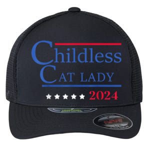 Childless Cat Lady 2024 Ladies Is Voting Kamala Flexfit Unipanel Trucker Cap