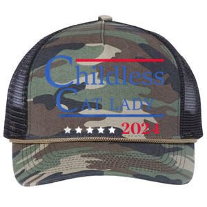 Childless Cat Lady 2024 Ladies Is Voting Kamala Retro Rope Trucker Hat Cap