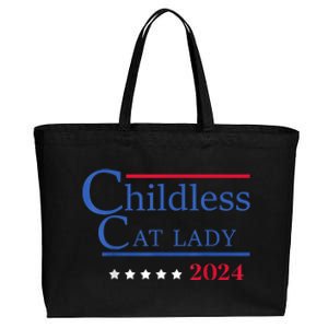 Childless Cat Lady 2024 Ladies Is Voting Kamala Cotton Canvas Jumbo Tote