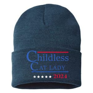 Childless Cat Lady 2024 Ladies Is Voting Kamala Sustainable Knit Beanie