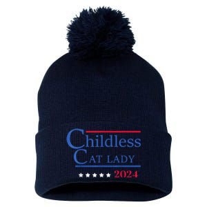 Childless Cat Lady 2024 Ladies Is Voting Kamala Pom Pom 12in Knit Beanie