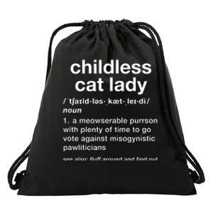 Childless Cat Lady Funny Dictionary Definition Drawstring Bag